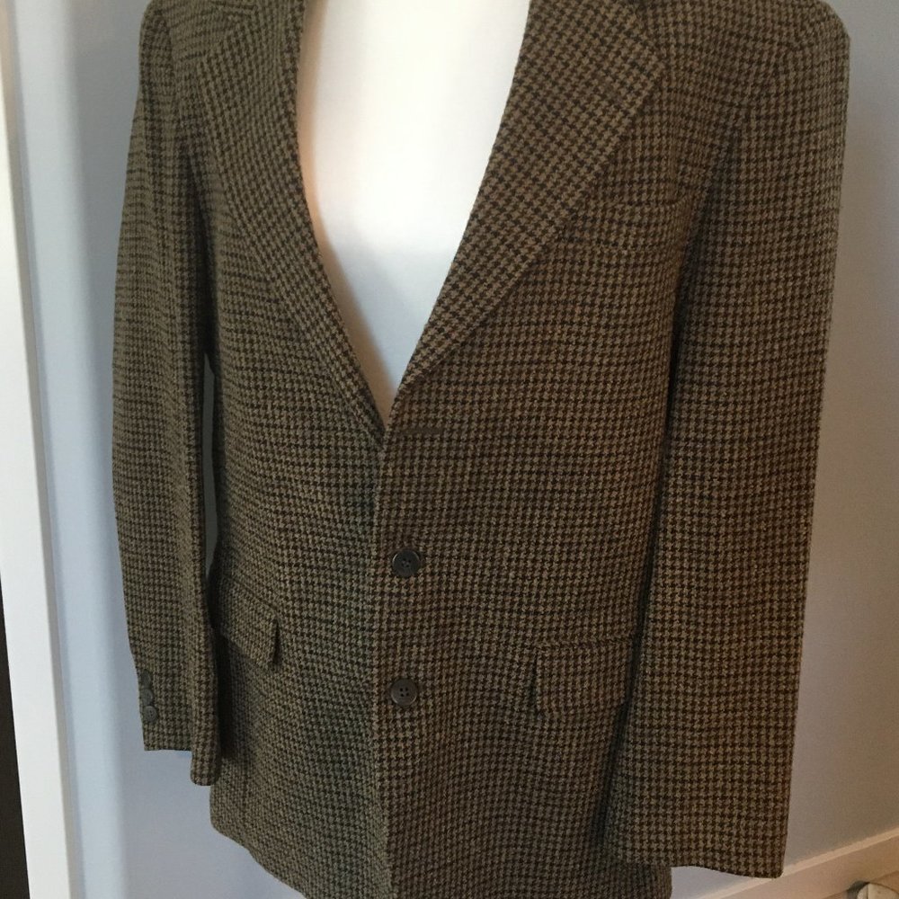 Vintage Mens Haggar Houndstooth Wool Sport Coat 40